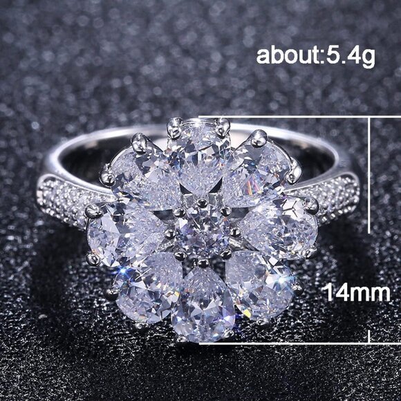 🎊 925 Silver Plated Beautiful White Flower CZ Wedding Ring, FB16FA1132 - Picture 10 of 10
